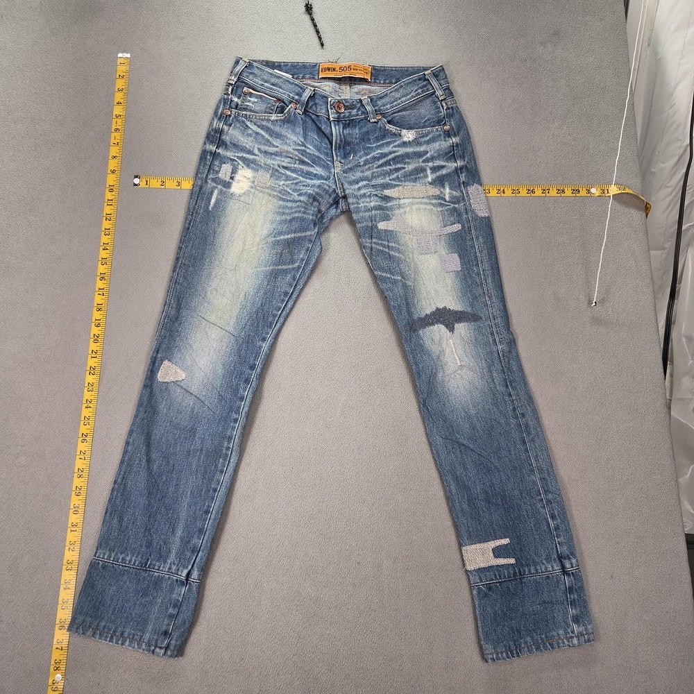 Edwin Jeans Mens Selvedge 505 Light Wash Blue Straight Fits 28x29
